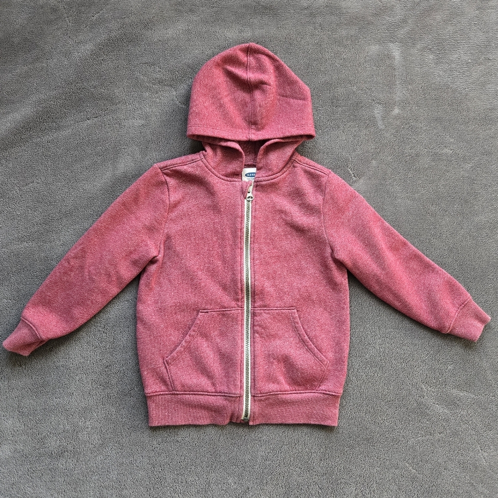Old Navy Toddler Boys Full Zip Hoodie Sweater, Light Maroon - Size 5T